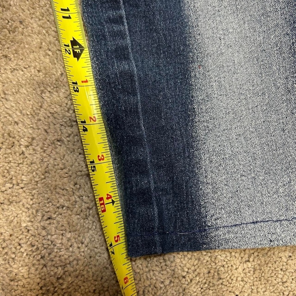Y2K Low Rise Embellished Faded Denim Skinny Leg Capris Rhinestones Womens 3/4 - Picture 5 of 8